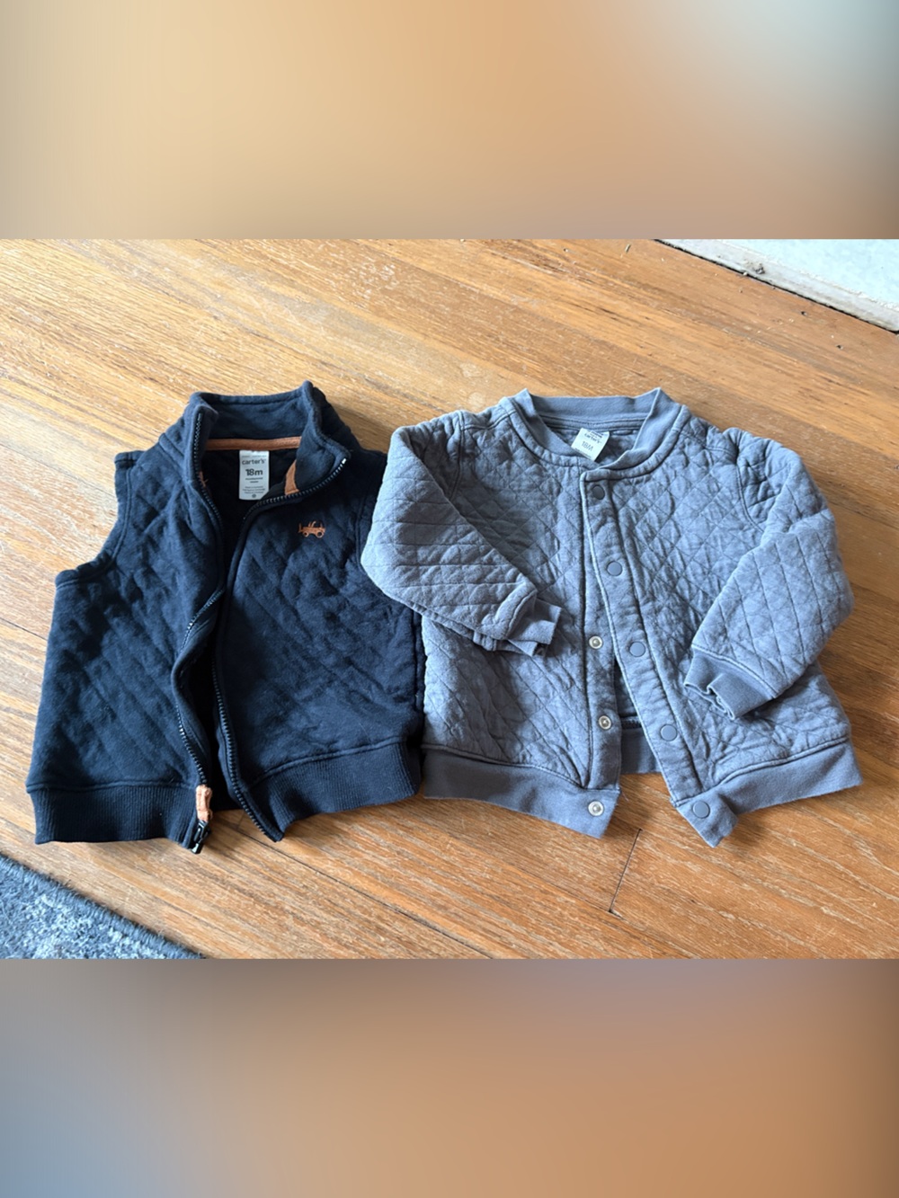 Carter’s Kids Quilted Grey and Black Zip & Snap Jackets